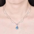 wholesale 925 Sterling Silver Blue Cubic Zirconia Necklace, Adjustable Chain, Gift Box-0-1