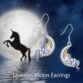 wholesale 925 Sterling Silver Unicorn Moon Dangle Drop Earrings for Women Girls Mom Daughter Gift-0-5