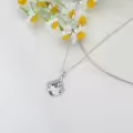 TOUPOP Sterling Silver Teardrop Gemstone Filigree Pendant Necklace-0-4