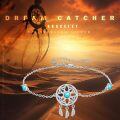 wholesale 925 Sterling Silver & Turquoise Dreamcatcher Feather Charm Bracelet for Women-0-2