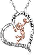 wholesale 925 Sterling Silver Heart-Shaped Volleyball Pendant Necklace with Inspirational Quote for Women-0-0