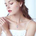 wholesale 925 Sterling Silver Cute Cat Necklace Wholesale With Pink Heart Pendant-0-1