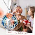 wholesale S925 Sterling Silver & 14K Rose Gold Plated Blue Crystal Rose Mother Necklace for Mom Grandma Gift-0-2