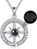wholesale S925 Sterling Silver Compass Pendant Necklace with Bible Verse Inspirational Graduation Gift for Women-0-1
