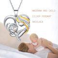 wholesale 925 Sterling Silver Double Heart with Woman and Child Pendant Necklaces - Mothers Day Gifts for Mom & Daughter-0-1