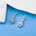 wholesale 925 Sterling Silver Blue Turquoise Teardrop Dangle Earrings with CZ Stones for Women (Lever Back)-0-3