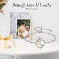 wholesale TOUPOP Rose Heart Bracelet For Women Sterling Silver Butterfly Initial H Letter Link Bracelet Anniversary Birthday Christmas Jewelry Gifts For Her Wife Girlfriend, Large -0-2
