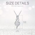 wholesale 925 Sterling Silver White Gold Heart Pendant with Diamonds and Swirl Design Necklace for Women s-0-3
