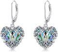 wholesale 925 Sterling Silver Tree of Life Abalone Shell Heart Drop Dangle Lever Back Earrings Gift for Her-0-0