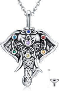 wholesale 925 Sterling Silver Multicolor Cubic Zirconia Elephant Pendant Necklace for Women-Elephant Urn Necklace