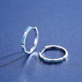 wholesale 925 Sterling Silver & 14K White Gold Plated Blue Stone Small Hoop Earrings for Women-0-2