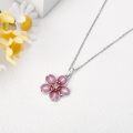wholesale 925 Sterling Silver Pink Flower Pendant Necklace for Women Girls Mothers Day Gift-0-1