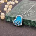 wholesale 925 Sterling Silver Turquoise Stone Mother's Love Heart Pendant Necklace for Mom Gifts-0-2