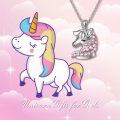 wholesale 925 Sterling Silver Pink Crystal Unicorn Pendant Necklaces for Girls Women's Gifts Birthdays Jewelry-0-5