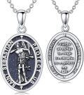 wholesale Sterling Silver Protection Necklace with St Anthony Francis Joseph Peregrine Raphael Sebastian Medal Christian Gifts-0-0