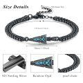 wholesale 925 Sterling Silver Black Chain Bracelet With Blue Inlay Arrowhead Design-0-2