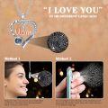 wholesale 18K White Gold Plated Silver & Moissanite 100 Languages I Love You Projection Heart Necklace for Mom, Engraved to the Moon and Back-0-3