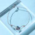 wholesale 925 Sterling Silver Austrian Crystals Blue & Purple Heart Charm Bracelet for Women Girls -0-1