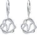 wholesale TOUPOP Gifts For Women Heart Initial Earrings 925 Sterling Silver Double Heart Dangle Earrings Birthday Jewelry Birthday Christmas Gifts For Her Wife Girlfriend -0-0