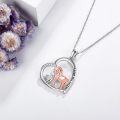 wholesale 925 Sterling Silver Horse and Girl Pendant Necklace with I Love You Forever Inscription - Cute  for Women-0-2
