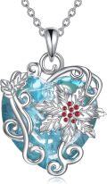 wholesale 925 Sterling Silver Blue Topaz Snowflake Flower Pendant Necklace-0-0
