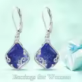 TOUPOP Sterling Silver Gemstone Filigree Teardrop Leverback Earrings-0-3