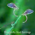 wholesale 925 Sterling Silver Blue Enamel Dragonfly Stud Earrings for Women Girls  4cm Long-0-4