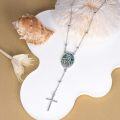 wholesale 925 Sterling Silver Abalone Shell Virgin Mary Cross Pendant Y Necklace-0-3