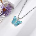 wholesale 925 Sterling Silver Blue Turquoise Butterfly Pendant Necklace s for Women Girls-0-3