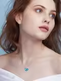 TOUPOP Sterling Silver Crystal Rose Butterfly Heart Pendant Necklace-0-2