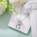 wholesale 925 Sterling Silver Bunny Necklace with Moonstone Pendant for Women Cute Animal  for Mother-0-2
