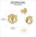 wholesale 925 Sterling Silver Lion Stud Earrings with Cubic Zirconia and Gold Plating  for Women Girls Mother's Day Present-0-4