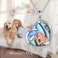 wholesale 925 Sterling Silver Heart Shaped Abalone Shell Love You Forever Dog Pendant Necklace for Women and Girls-0-2