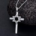 wholesale 925 Sterling Silver Star of David & Cross Pendant Judaic-Christian  for Women Men-0-2