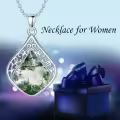 TOUPOP Sterling Silver Teardrop Gemstone Filigree Pendant Necklace-0-2