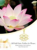 TOUPOP 14K Gold Moonstone Lotus Flower Necklace, AA Pendant Gift for Women-0-1