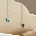 wholesale 925 Sterling Silver Yin Yang Pendant Necklaces Wholesale with Malachite and Obsidian Stones for Couples or Best Friends Forever (BFF)-0-1