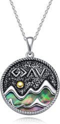 wholesale 925 Sterling Silver Abalone Shell God is Greater Pendant Necklace for Women Christian Faith  43cm Chain Length-0-0