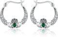 wholesale 925 Sterling Silver Celtic Knot Heart & Crown Green CZ Studs Hoop Earrings for Women Girls Mothers Day Gifts-0-0