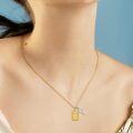 wholesale 925 Sterling Silver Gold Plated Cross Pendant & Rectangular Charm Set on 3mm Cable Chain (24+2 Extender)-0-3