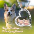 wholesale 925 Sterling Silver Heart-Shaped Corgi Dog Pendant Necklace with Cubic Zirconia Stones for Women-0-4