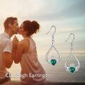wholesale 925 Sterling Silver Emerald Green CZ Heart & Crown Drop Earrings Celtic Knot Designç±å°å°ç å®åå è³ç¯-0-5