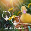wholesale 925 Sterling Silver Duck Hoop Earrings with Yellow Stone - Cute Bird  for Girls and Women-0-5