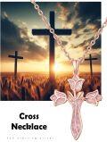 wholesale 925 Sterling Silver White Fire Opal Flower Cross Pendant Necklace for Women-0-2