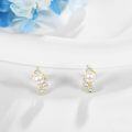 wholesale 14K Gold Freshwater Pearl & Cubic Zirconia Stud Earrings for Women and Girls - Christmas Gift Ideas-0-2