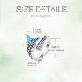 wholesale 925 Sterling Silver & Turquoise Adjustable Butterfly Ring – Boho Elegant Open Band, Hypoallergenic, Gift for Women-0-4