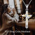 wholesale 925 Sterling Silver Cross Necklace Wholesale With Praying Hands And Faith Over Fear Inscription-0-5