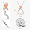 wholesale 925 Sterling Silver Lab-Grown Cubic Zirconia Rose Heart Pendant Necklace for Women - Anniversary/Birthday/Mother's Day Gift Idea-0-3