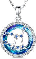 wholesale 925 Sterling Silver Blue Crystal Leo Constellation Pendant Necklaces for Women Astrology Gifts-0-0