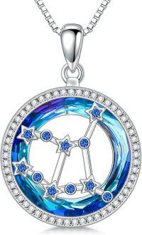wholesale 925 Sterling Silver Blue Crystal Leo Constellation Pendant Necklaces for Women Astrology Gifts-09-Virgo Necklace(8.23-9.22)